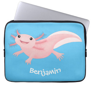 Cute roze happy axolotl laptop sleeve