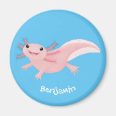 Cute roze happy axolotl magneet (Voorkant)