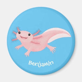 Cute roze happy axolotl magneet