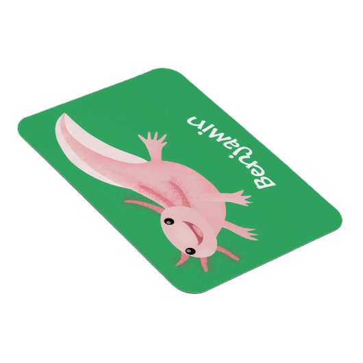 Cute roze happy axolotl magneet (Rechterzijde)
