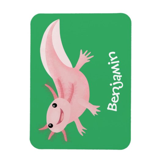 Cute roze happy axolotl magneet (Verticaal)