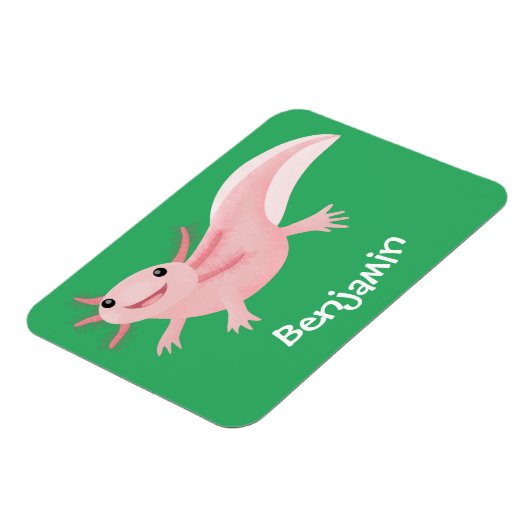 Cute roze happy axolotl magneet (Linkerzijde)