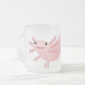 Cute roze happy axolotl matglas koffiemok (Voorkant links)