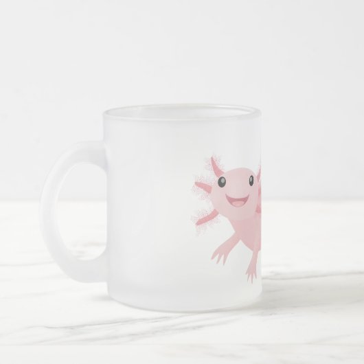 Cute roze happy axolotl matglas koffiemok (Links)