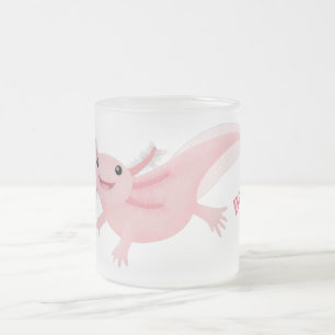 Cute roze happy axolotl matglas koffiemok
