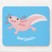 Cute roze happy axolotl muismat (Voorkant)