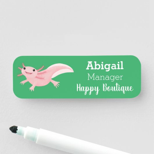 Cute roze happy axolotl naamplaatje (In situ)