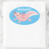 Cute roze happy axolotl ovale sticker (Tas)