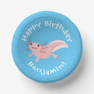 Cute roze happy axolotl papieren kommen