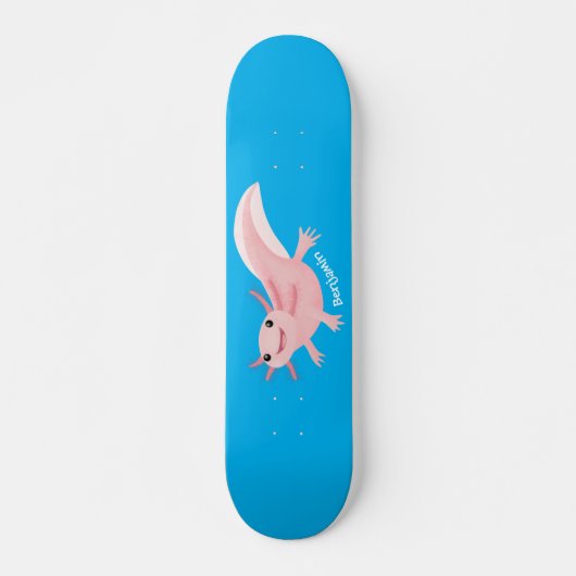 Cute roze happy axolotl persoonlijk skateboard (Voorkant)