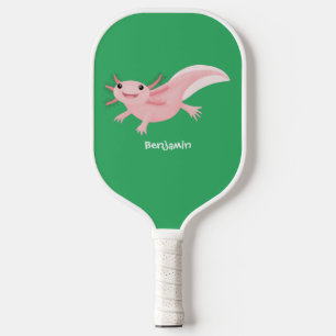 Cute roze happy axolotl pickleball paddle