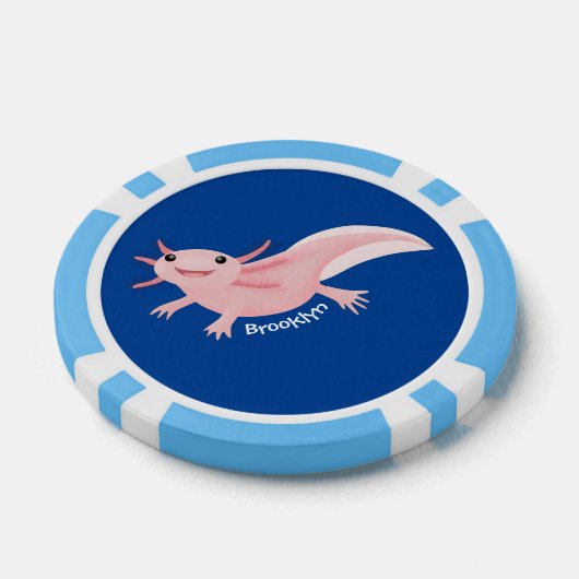 Cute roze happy axolotl poker chips (Enkel)