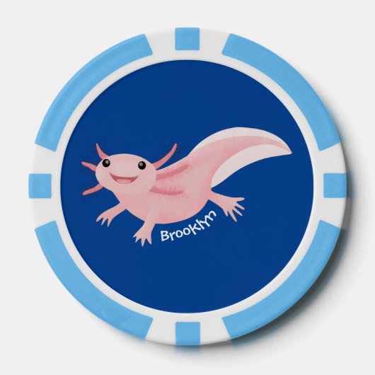 Cute roze happy axolotl poker chips (Voorkant)
