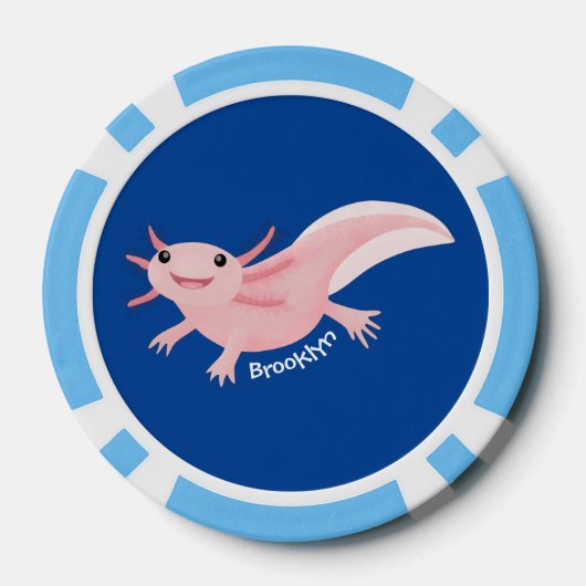 Cute roze happy axolotl poker chips (Achterkant)