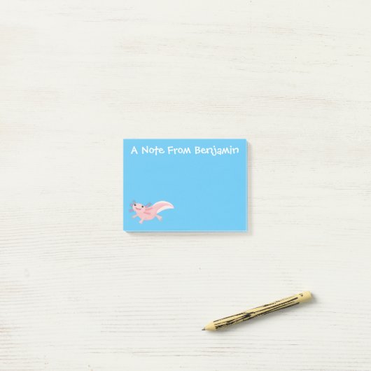 Cute roze happy axolotl post-it® notes (Op bureau)