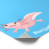 Cute roze happy axolotl poster (Hoek)
