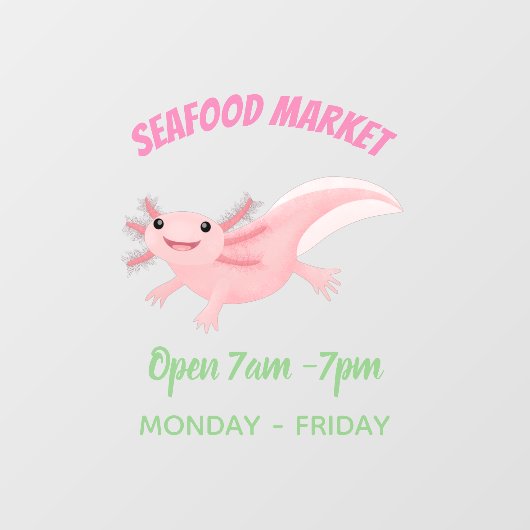 Cute roze happy axolotl raamsticker (Vel)