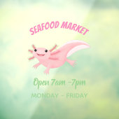 Cute roze happy axolotl raamsticker (Vel 3)