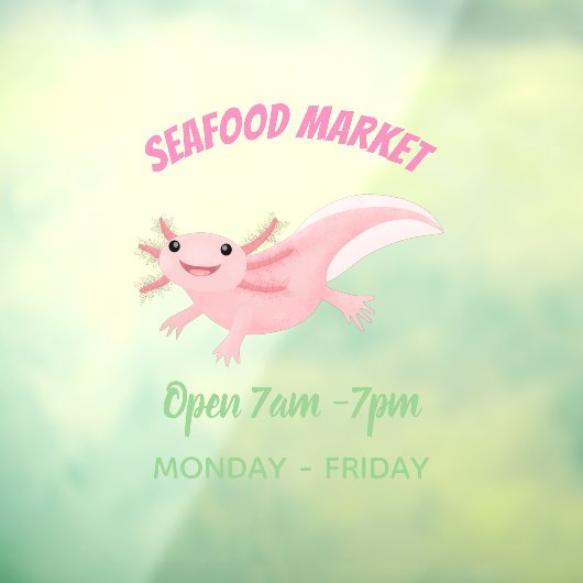 Cute roze happy axolotl raamsticker (Vel 3)