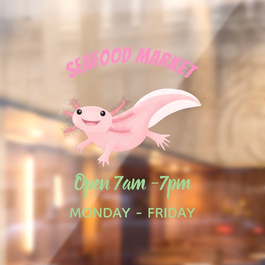 Cute roze happy axolotl raamsticker (Vel 2)