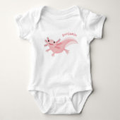 Cute roze happy axolotl romper (Voorkant)
