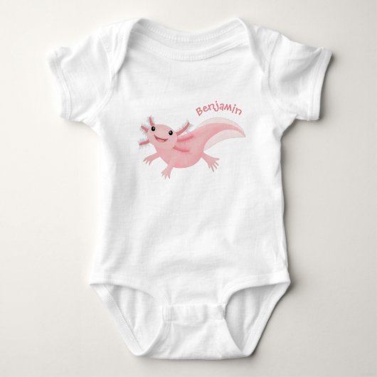 Cute roze happy axolotl romper (Voorkant)