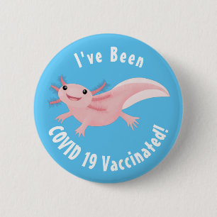 Cute roze happy axolotl ronde button 5,7 cm