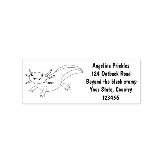 Cute roze happy axolotl rubberstempel (Afrduk)
