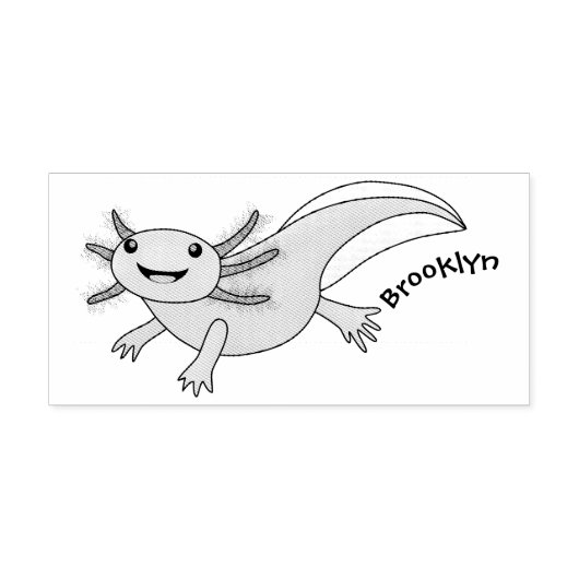 Cute roze happy axolotl rubberstempel (Afrduk)