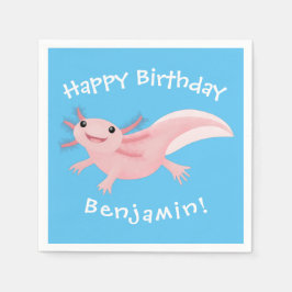 Cute roze happy axolotl servet