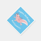 Cute roze happy axolotl servet (Hoek)