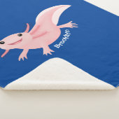 Cute roze happy axolotl sherpa deken (3/4)