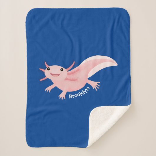 Cute roze happy axolotl sherpa deken (Voorkant)