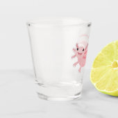 Cute roze happy axolotl shot glas (Links)