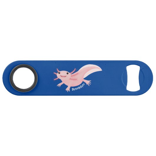 Cute roze happy axolotl speed flessenopener (Voorkant (Horizontaal))
