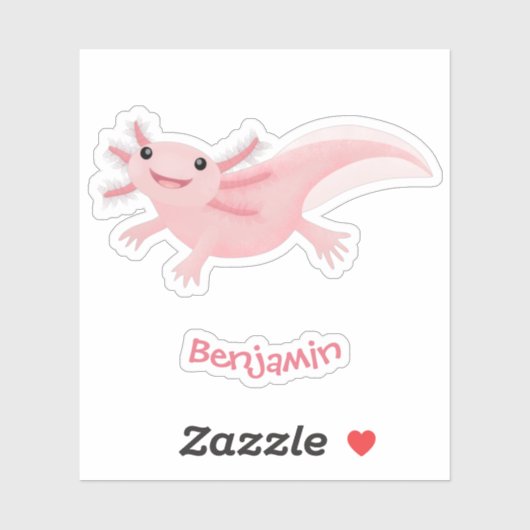 Cute roze happy axolotl sticker (Vel)