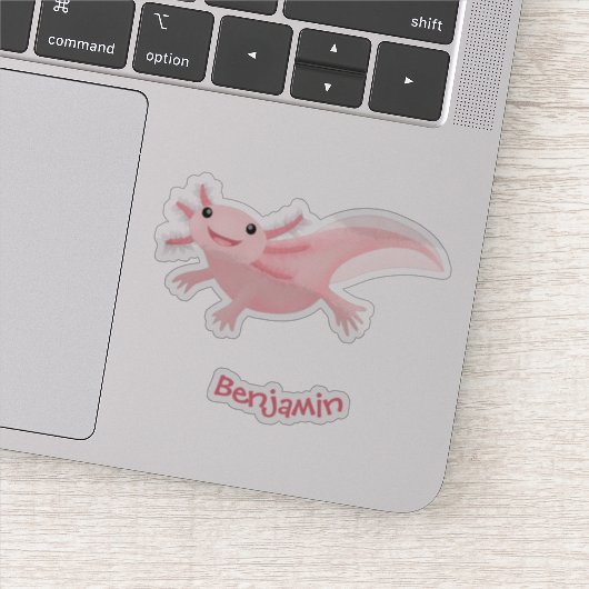 Cute roze happy axolotl sticker (Detail)