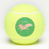 Cute roze happy axolotl tennisballen (Achterkant)