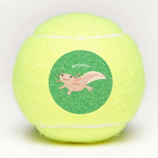 Cute roze happy axolotl tennisballen (Voorkant)
