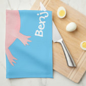 Cute roze happy axolotl theedoek (Quarter Fold)