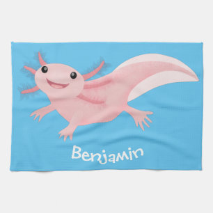 Cute roze happy axolotl theedoek