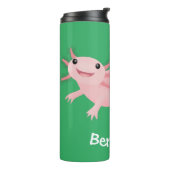 Cute roze happy axolotl thermosbeker (Gedraaid links)
