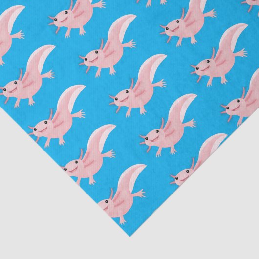 Cute roze happy axolotl tissuepapier (Detail)