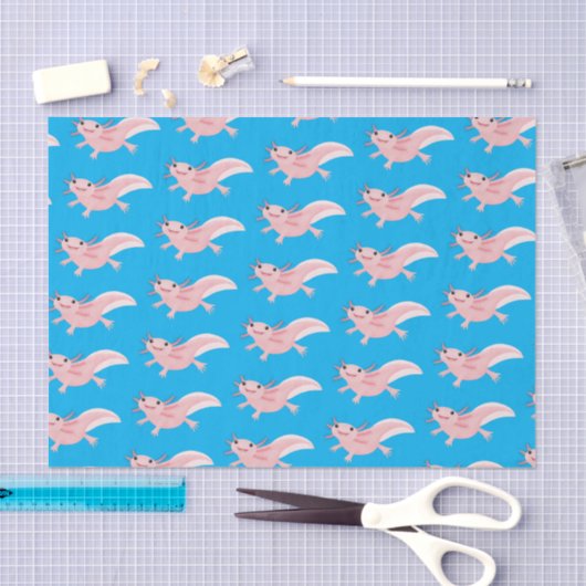 Cute roze happy axolotl tissuepapier (Craft)