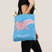 Cute roze happy axolotl tote bag (Dichtbij)