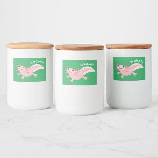 Cute roze happy axolotl voedselcontainer etiket (Flessen)