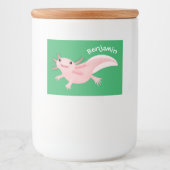 Cute roze happy axolotl voedselcontainer etiket (Voorkant)