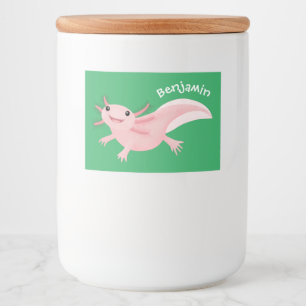 Cute roze happy axolotl voedselcontainer etiket