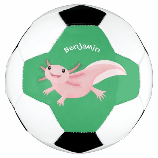 Cute roze happy axolotl voetbal (Voorkant)