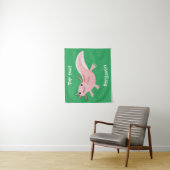 Cute roze happy axolotl wandkleed (In situ)